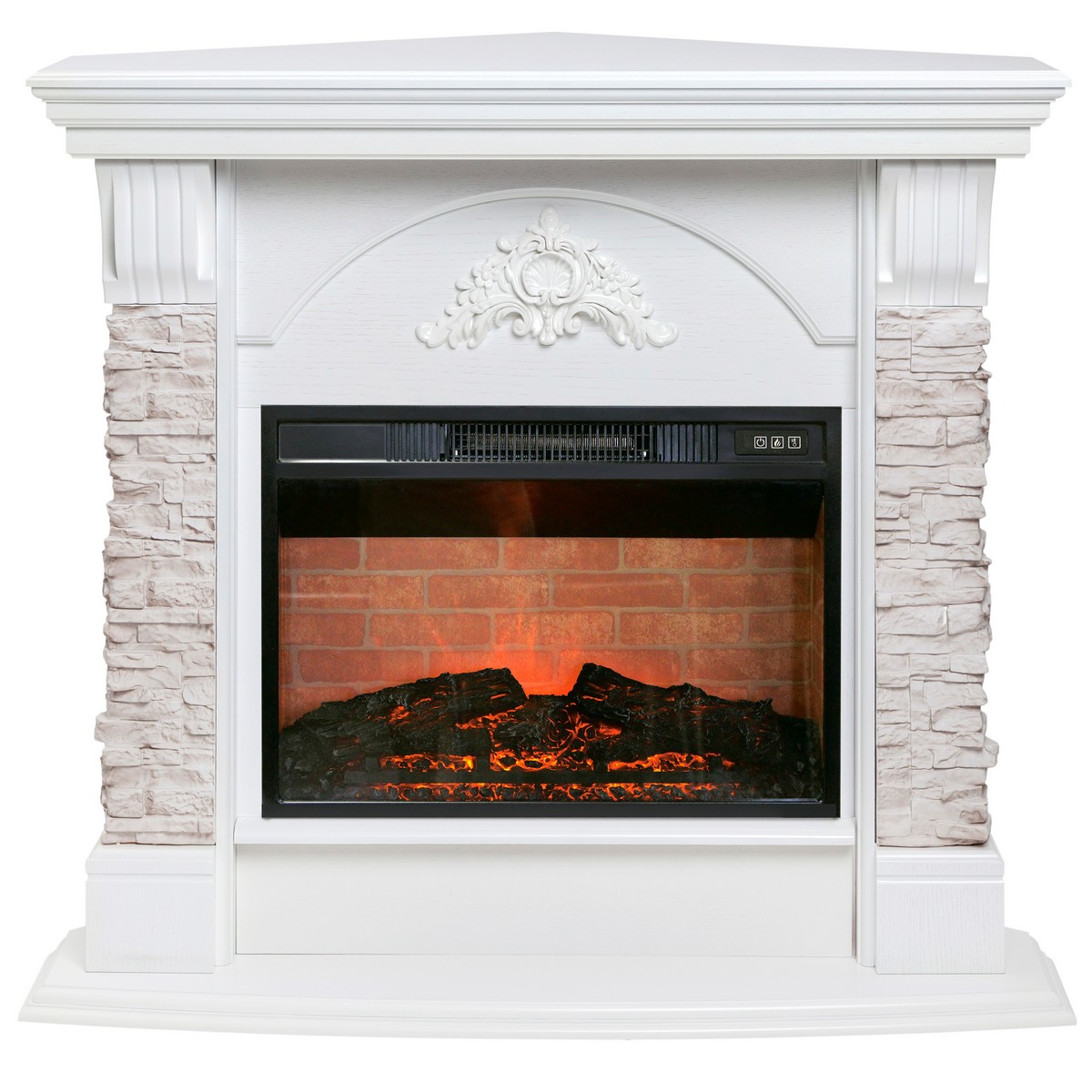 Электрокамин RealFlame Athena Corner GR белый с очагом Irvine 24