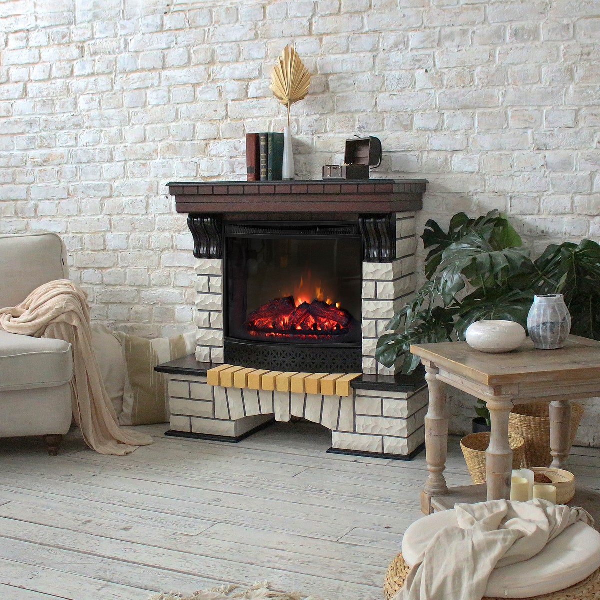 Электрокамин RealFlame Country AO античный дуб с очагом Evrika 25,5 LED