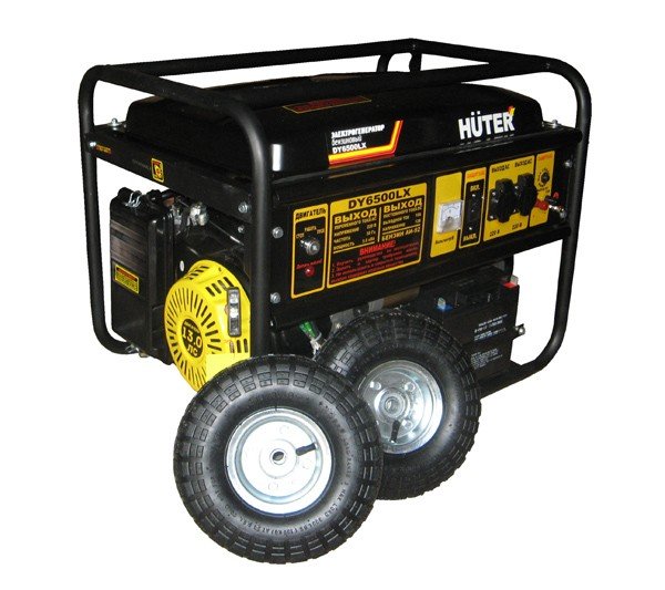 Бензиновый электрогенератор Huter DY6500LX с колесами