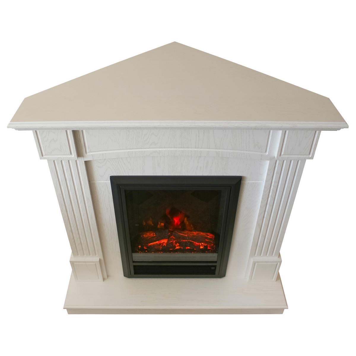 Электрокамин RealFlame Andrea Corner WT фактурный белый с очагом Majestic Lux Black
