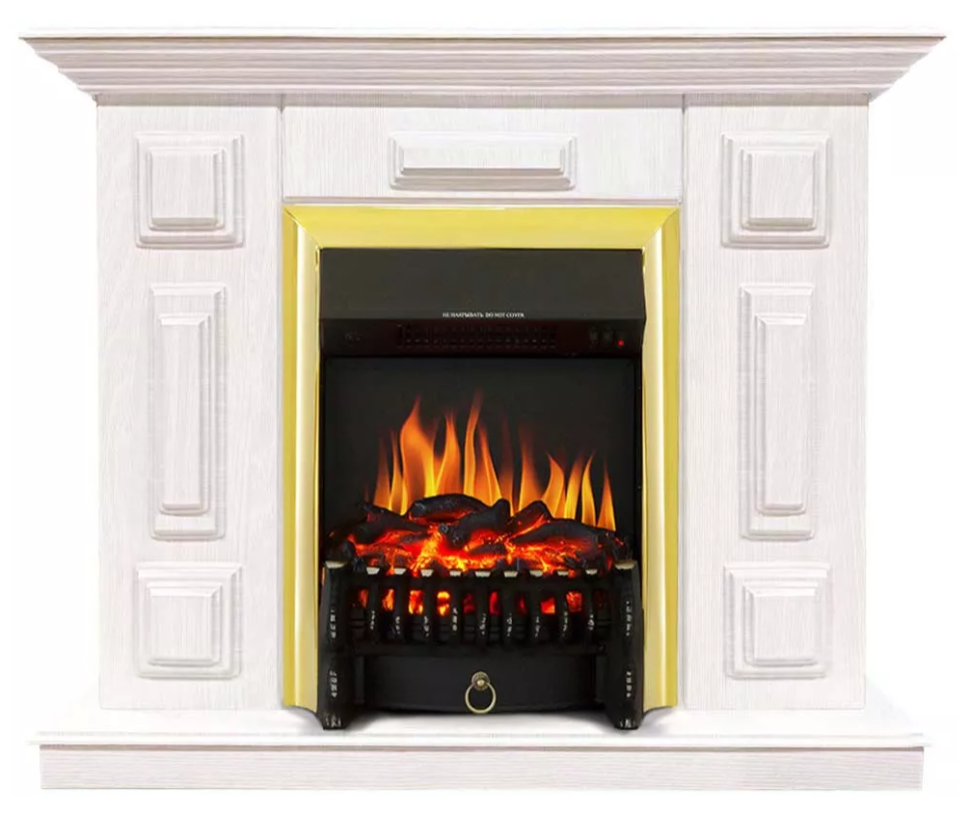Каминокомплект Хорошие Камины Юпитер с очагом Royal Flame Fobos FX Brass белое дерево