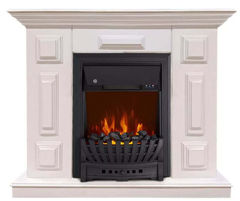 Каминокомплект Хорошие Камины Юпитер с очагом Royal Flame Aspen Black белый
