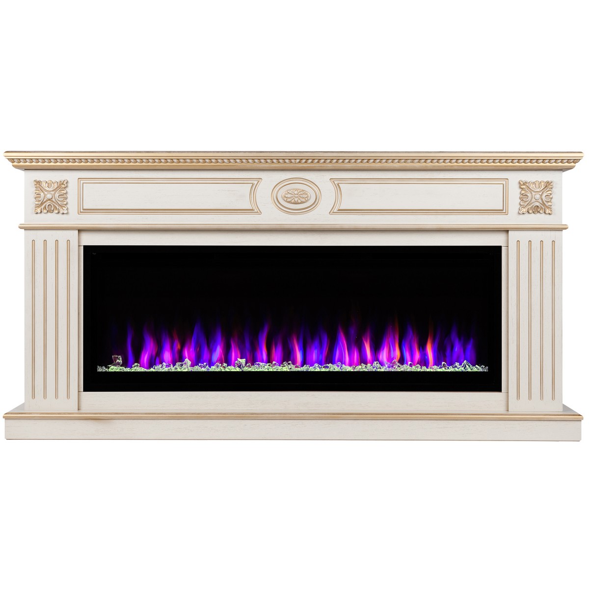 Электрокамин RealFlame Siena 50 WT белый дуб с золотой патиной с очагом Saphir 50