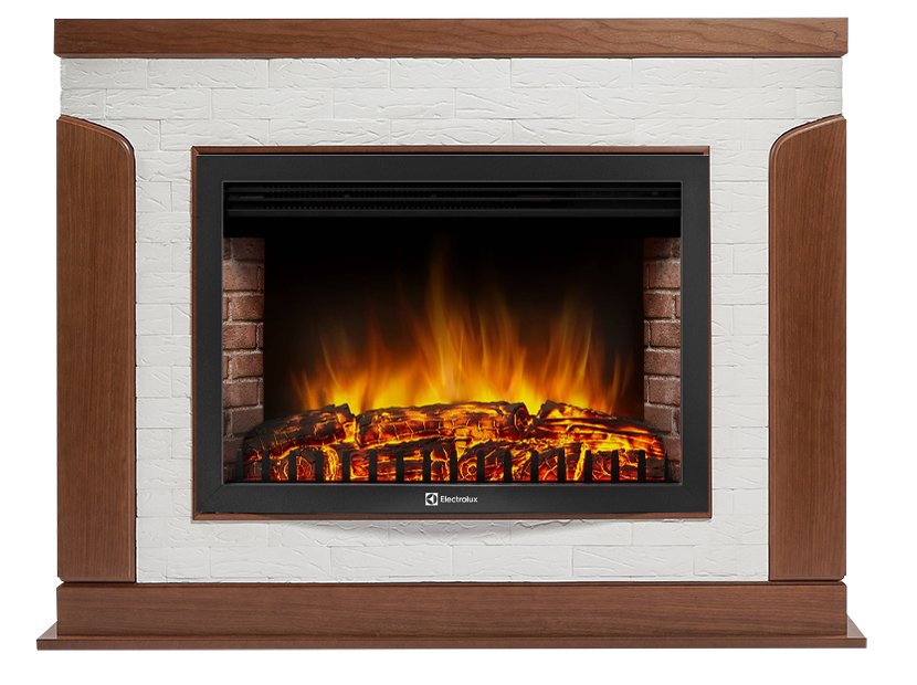 Каминокомплект Firelight Prestigio 30 с очагом Electrolux EFP/P-3020LS камень белый/шпон белый дуб