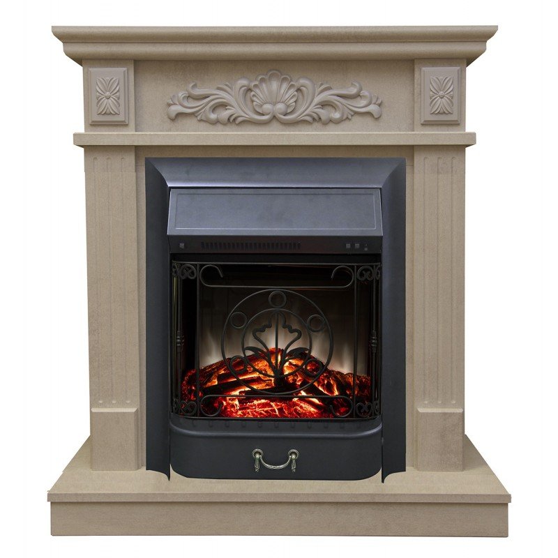 Каминокомплект RealFlame Adelaida STD/EUG WT с очагом Majestic Lux Black S