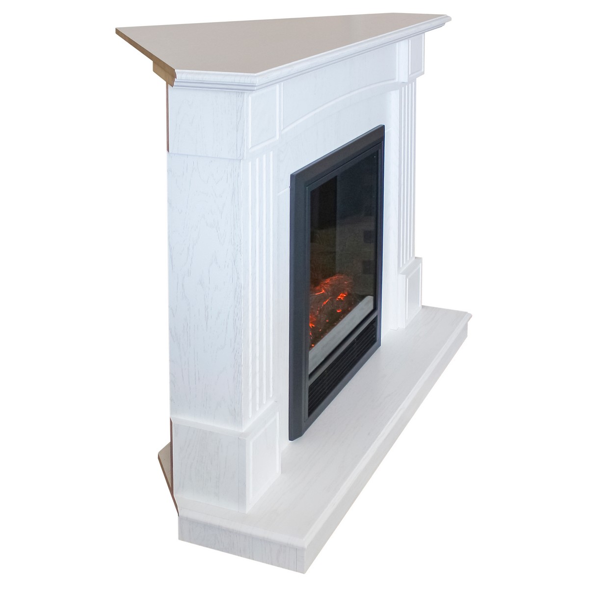 Электрокамин RealFlame Andrea Corner WT фактурный белый с очагом Majestic Lux Black