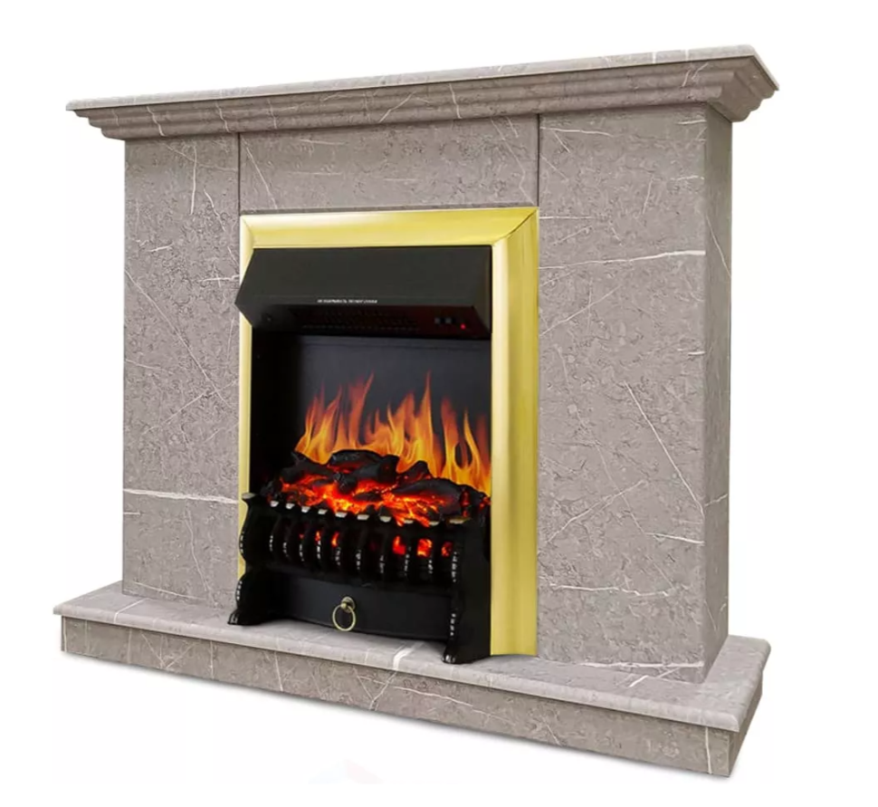 Каминокомплект Хорошие Камины Марс с очагом Royal Flame Fobos FX Brass цемент
