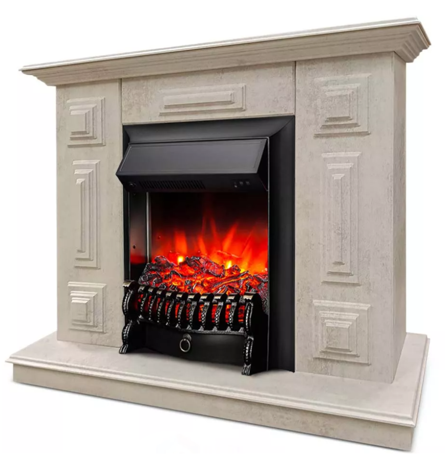 Каминокомплект Хорошие Камины Юпитер с очагом RealFlame Fobos Lux Black цемент