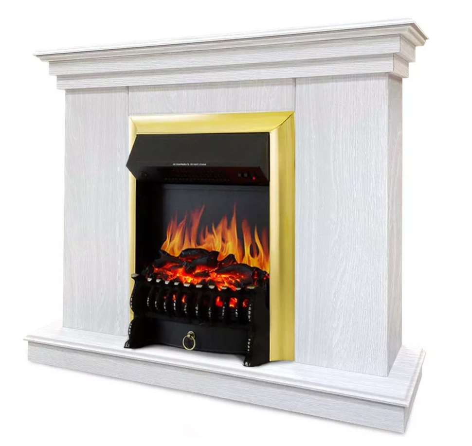 Каминокомплект Хорошие Камины Марс с очагом Royal Flame Fobos FX Brass белое дерево