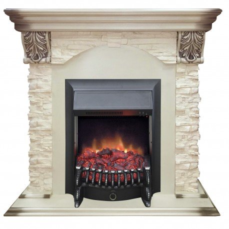 Каминокомплект RealFlame Dublin LUX  STD/EUG WT с очагом Fobos s Lux Black/Brass