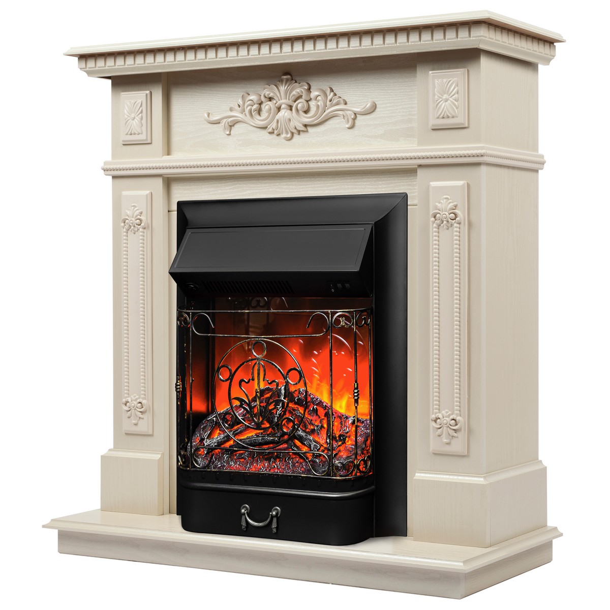 Электрокамин RealFlame Lilian WT жемчуг с очагом Majestic Lux Black