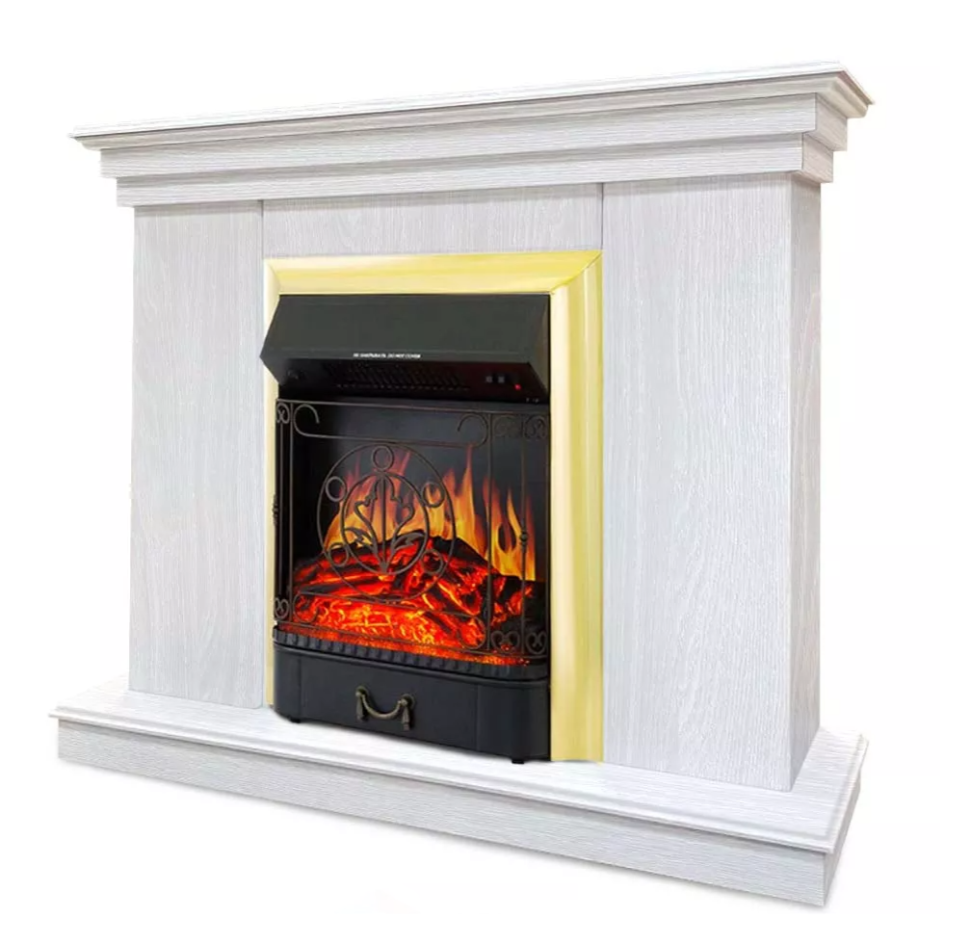 Каминокомплект Хорошие Камины Марс с очагом Royal Flame Majestic FX Brass белое дерево