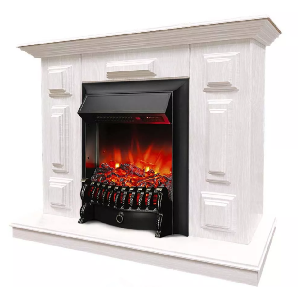 Каминокомплект Хорошие Камины Юпитер с очагом RealFlame Fobos Lux BL S белое дерево