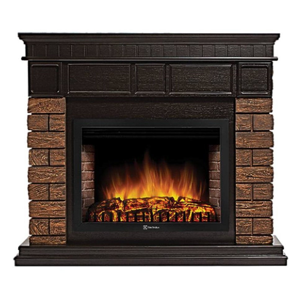 Каминокомплект Firelight Bricks Wood 30 с очагом Electrolux EFP/P-3020LS камень коричневый/шпон темный дуб