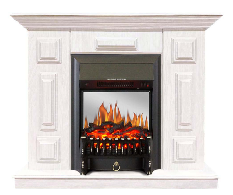 Каминокомплект Хорошие Камины Юпитер с очагом Royal Flame Fobos FX M Black белое дерево