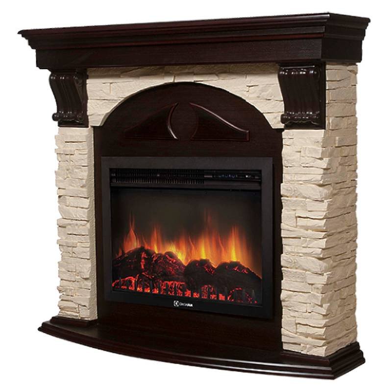 Каминокомплект Firelight Torre 30U (угловой) с очагом Electrolux EFP/P-3020LS сланец слоновая кость/шпон темный дуб