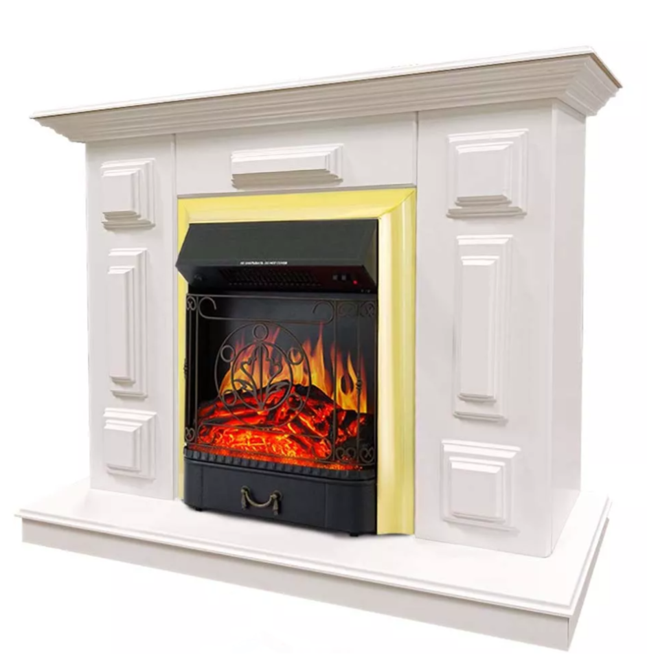 Каминокомплект Хорошие Камины Юпитер с очагом Royal Flame Majestic FX Brass белый