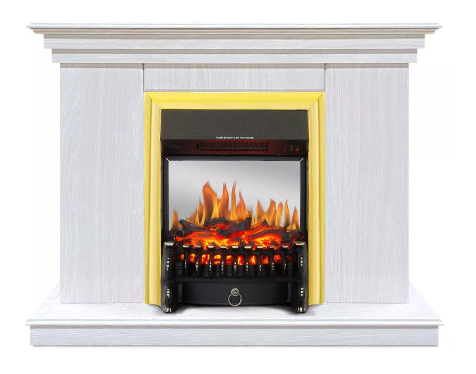 Каминокомплект Хорошие Камины Марс с очагом Royal Flame Fobos FX M Brass белое дерево