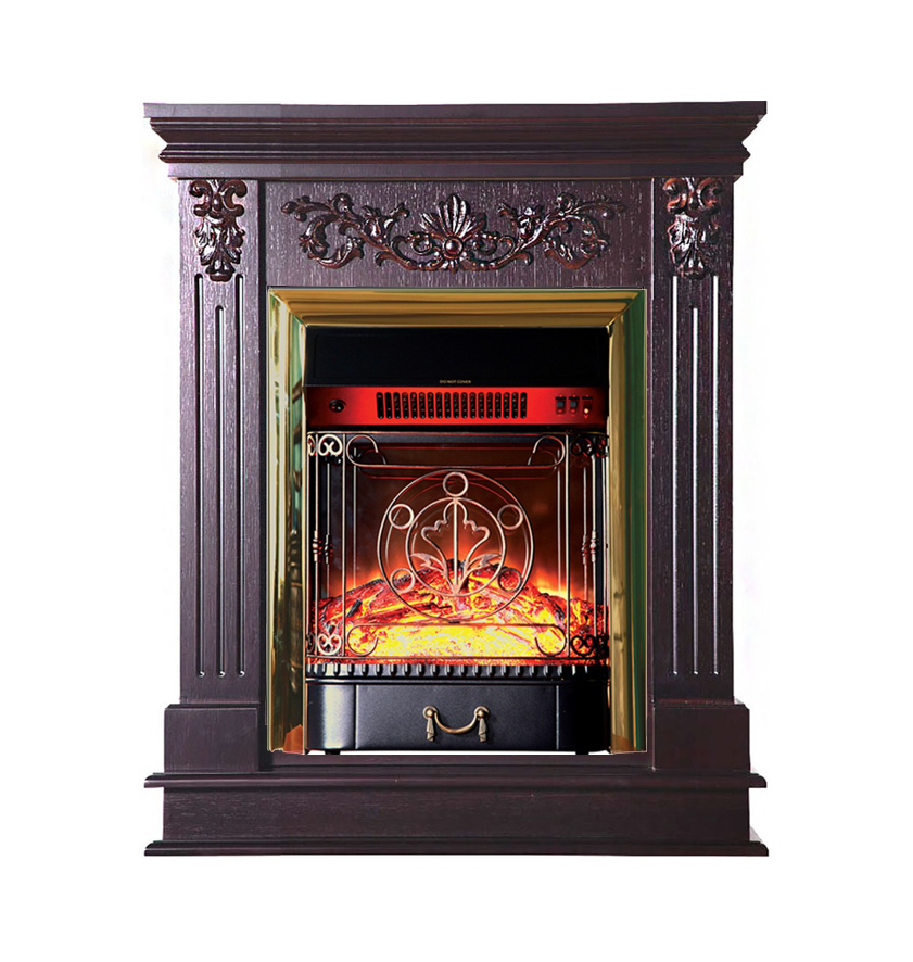 Каминокомплект Interflame Берта Люкс с очагом Majestic FX M Brass темный дуб
