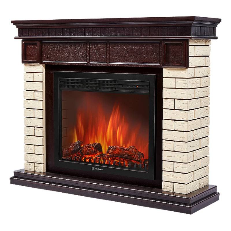 Каминокомплект Firelight Bricks 25 с очагом Electrolux EFP/P-2520LS камень бежевый/шпон темный дуб
