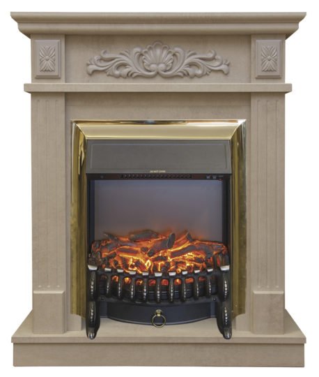Каминокомплект RealFlame Adelaida STD/EUG WT с очагом Fobos Lux Brass S