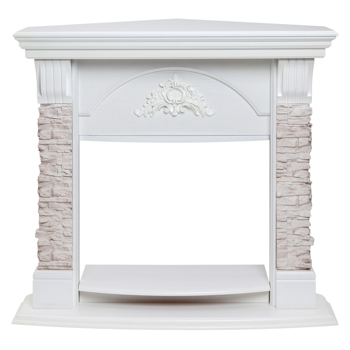 Портал каминный из МДФ угловой RealFlame Athena Corner серый белый, угловой