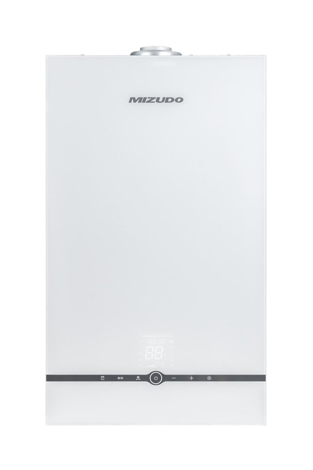 Настенный газовый котел MIZUDO MAESTRO GEM M24Т c шиной OpenTherm стеклянная панель белая