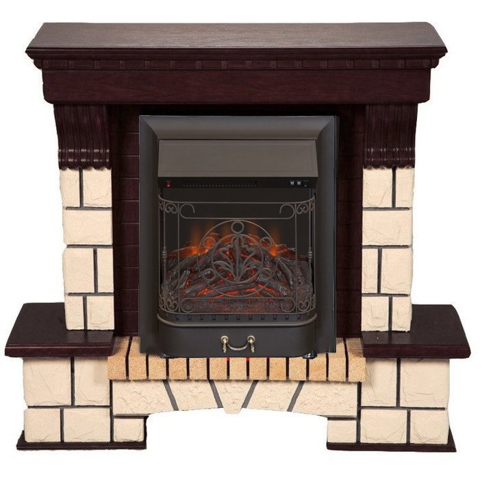 Каминокомплект Interflame Экстер темный дуб с очагом Majestic FX M Black