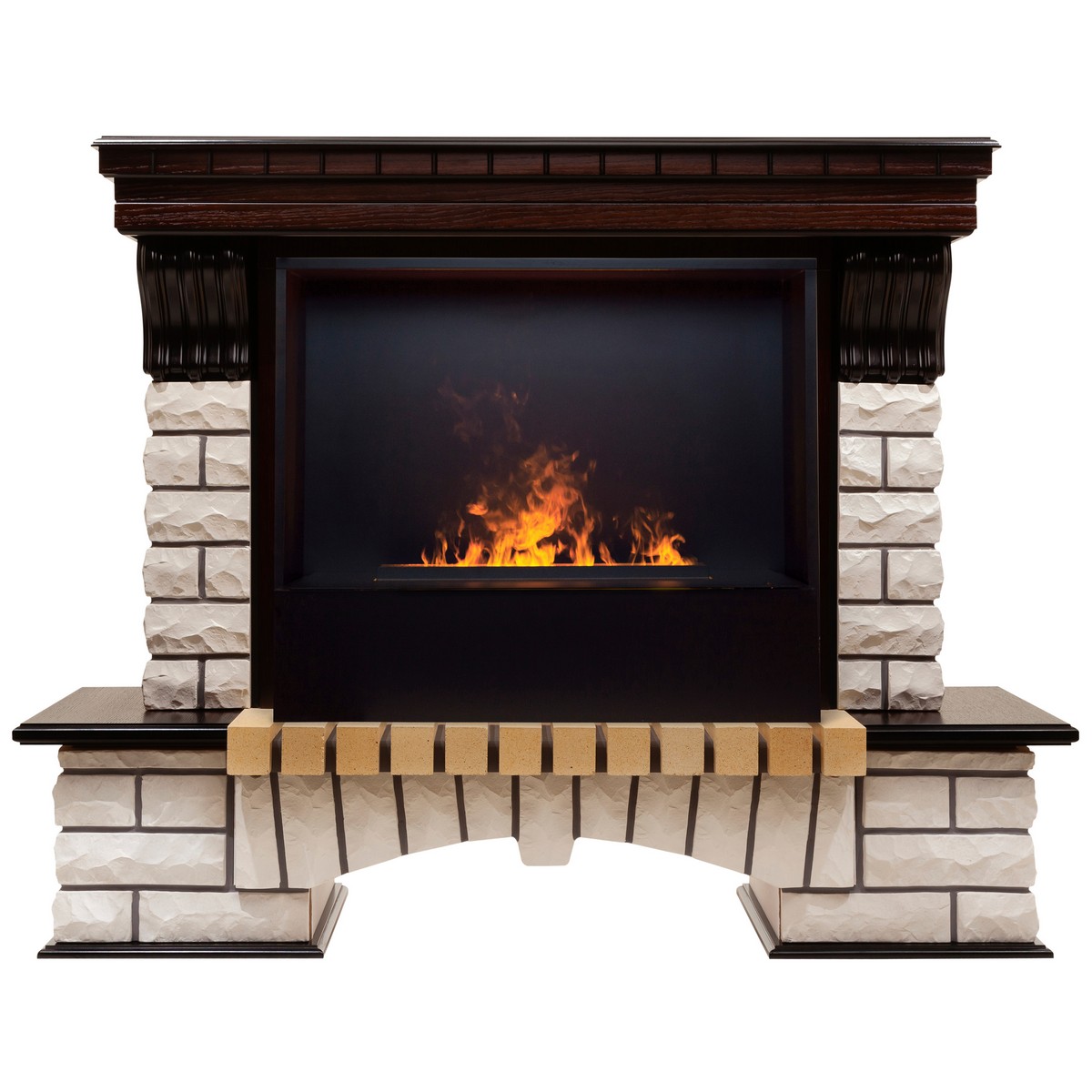 Электрокамин RealFlame Country 26 AO античный дуб с очагом 3D Cassette 630 Black Panel