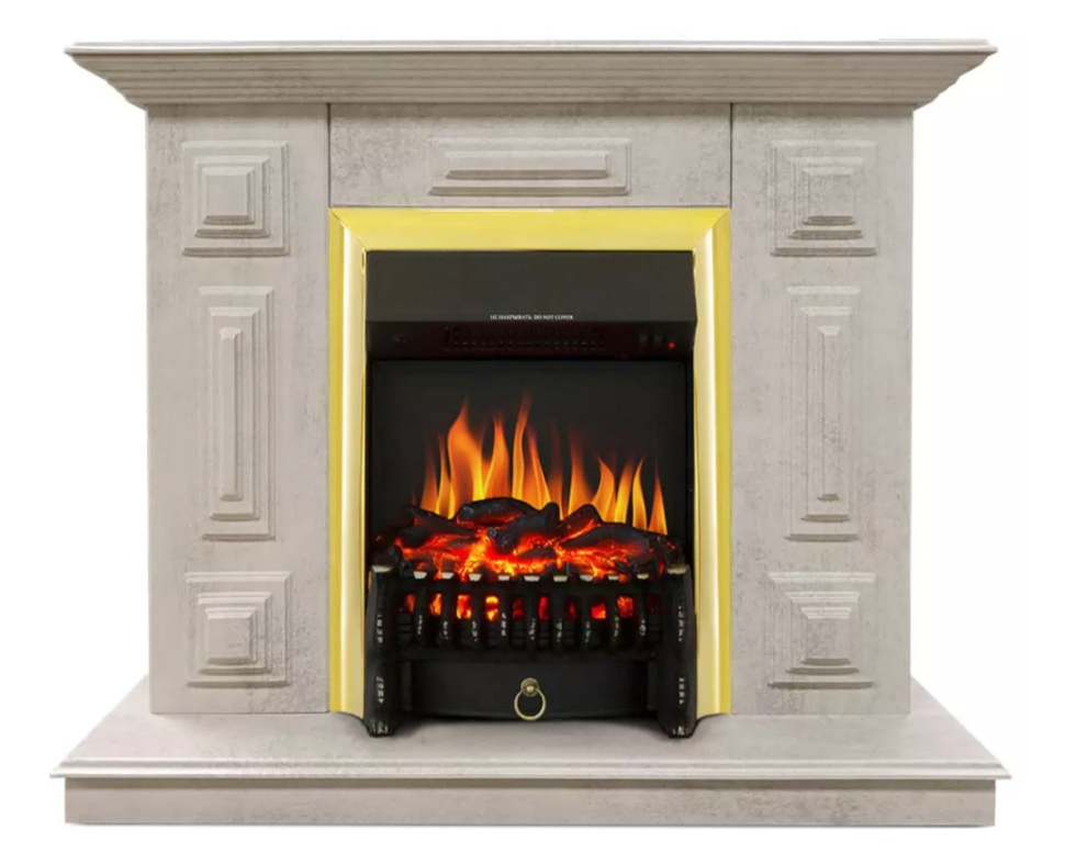 Каминокомплект Хорошие Камины Юпитер с очагом Royal Flame Fobos FX Brass цемент