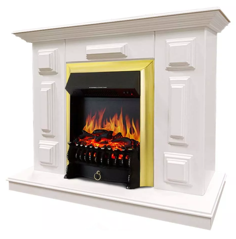 Каминокомплект Хорошие Камины Юпитер с очагом Royal Flame Fobos FX Brass белый