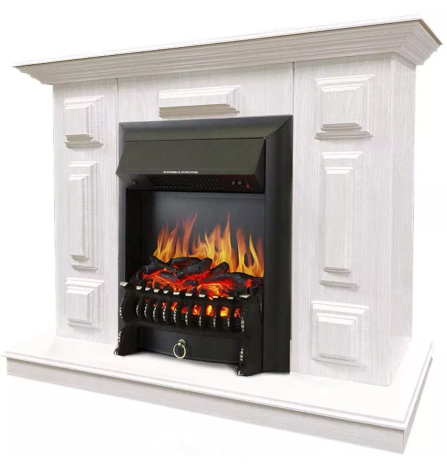 Каминокомплект Хорошие Камины Юпитер с очагом Royal Flame Fobos FX Black белое дерево
