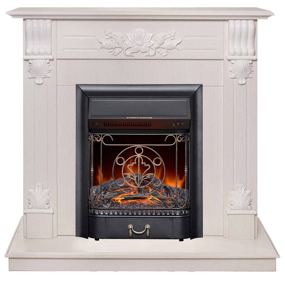 Электрокамин RealFlame Ottawa WT белое золото с очагом Majestic Lux Black
