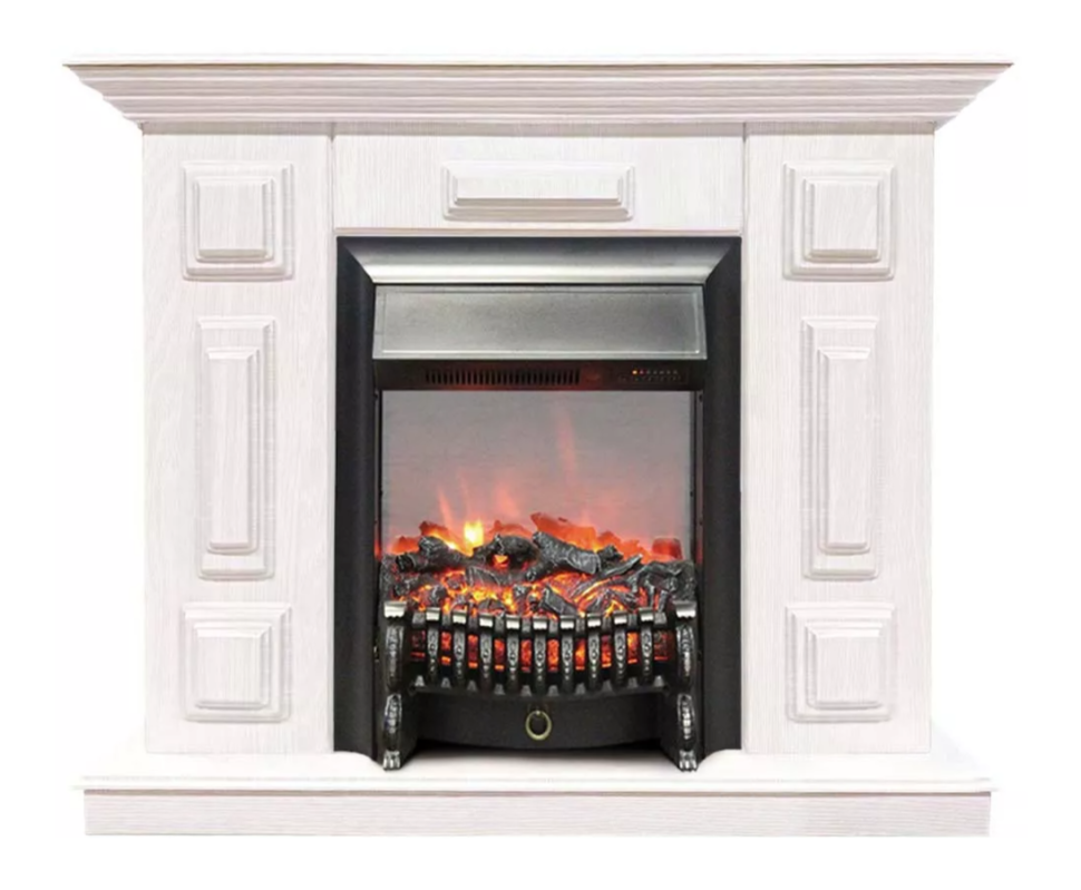 Каминокомплект Хорошие Камины Юпитер с очагом RealFlame Fobos Lux BL S белое дерево