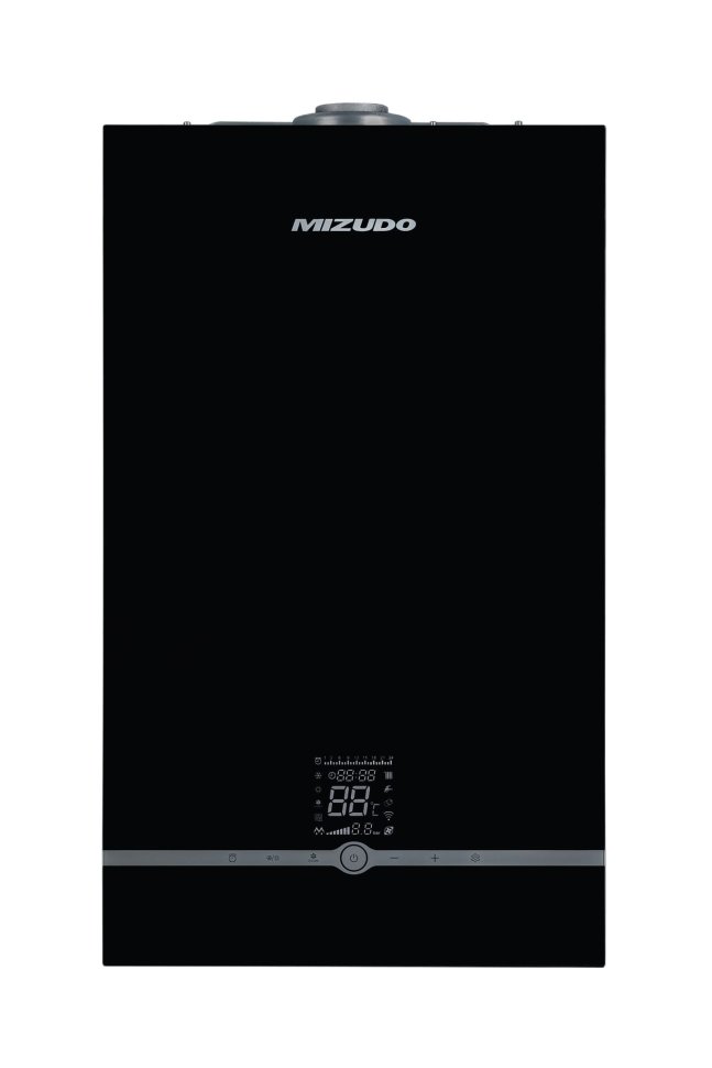 Настенный газовый котел MIZUDO MAESTRO GEM M24Т c шиной OpenTherm стеклянная панель черная