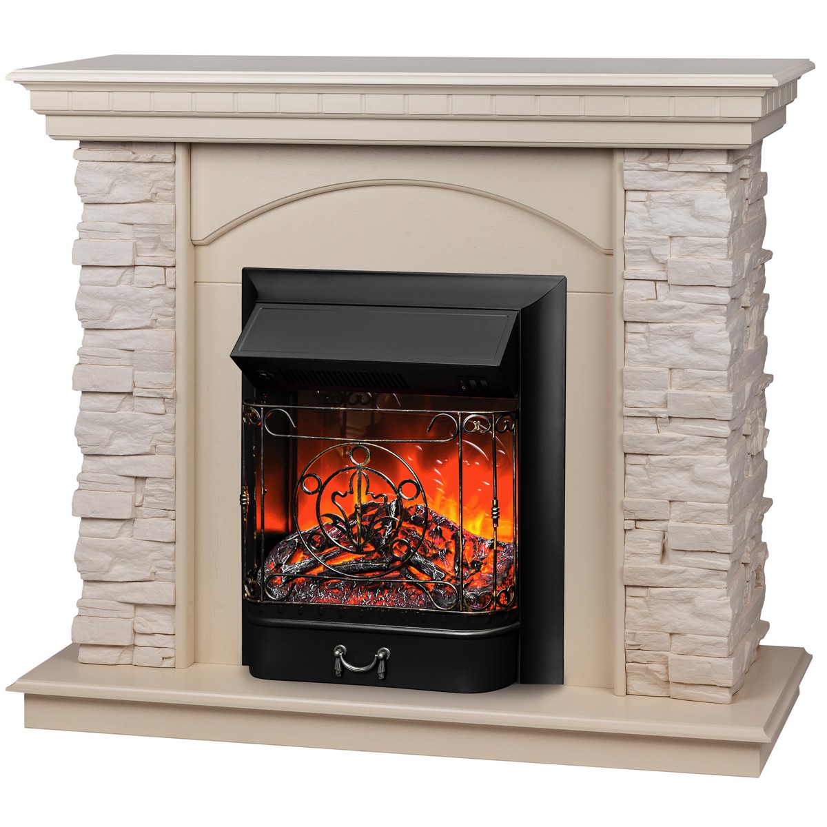 Электрокамин RealFlame Elford WT белый дуб с очагом Majestic Lux Black