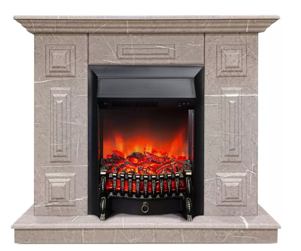 Каминокомплект Хорошие Камины Юпитер с очагом RealFlame Fobos Lux Black мрамор