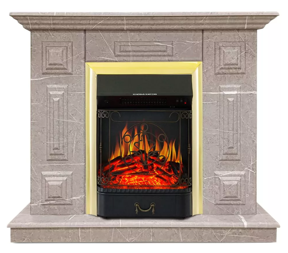 Каминокомплект Хорошие Камины Юпитер с очагом Royal Flame Majestic FX Brass мрамор