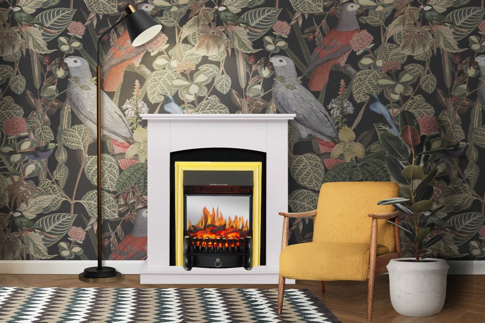 Каминокомплект Royal Flame Barcelona Белый c очагом Fobos FX M Brass
