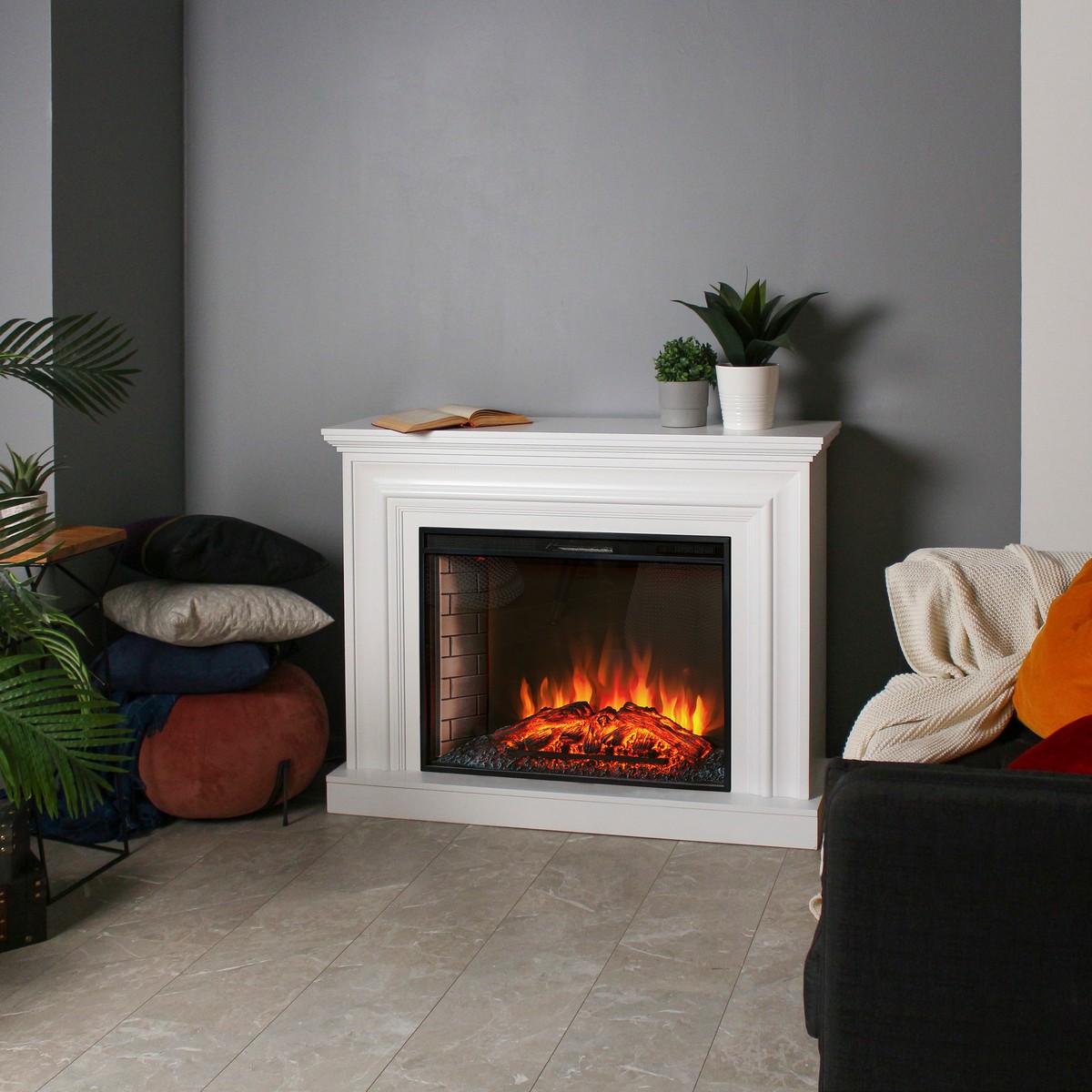 Электрокамин RealFlame Weston 33 WT белый с очагом Epsilon 33