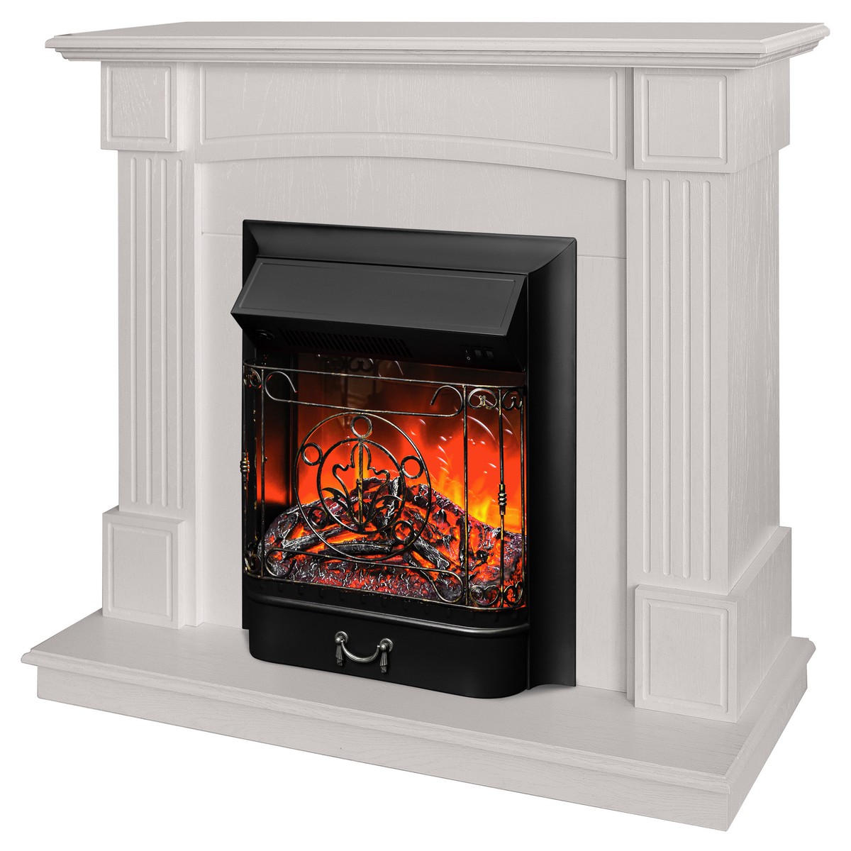 Электрокамин RealFlame Andrea WT фактурный белый с очагом Majestic Lux Black