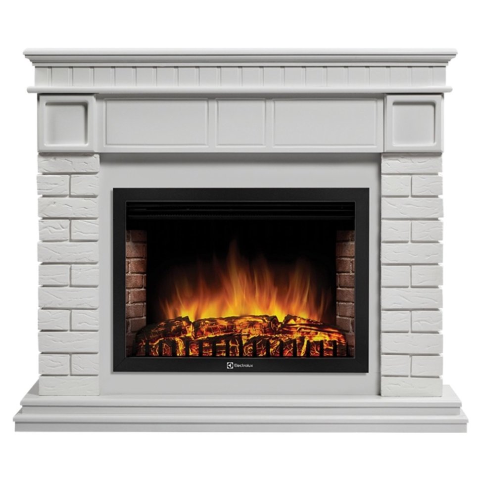 Каминокомплект Firelight Bricks 30 с очагом Electrolux EFP/P-3020LS N камень белый/белая эмаль