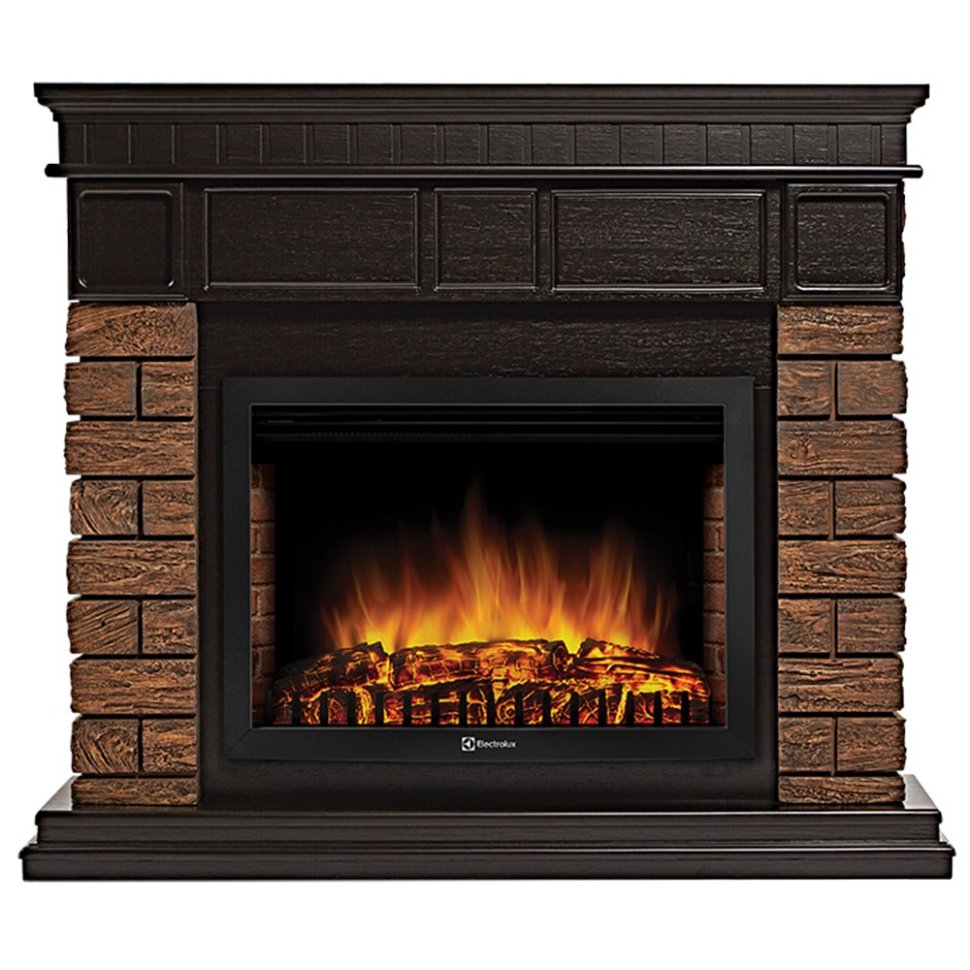 Каминокомплект Firelight Bricks 25 с очагом Electrolux EFP/P-2520LS камень коричневый/шпон темный дуб