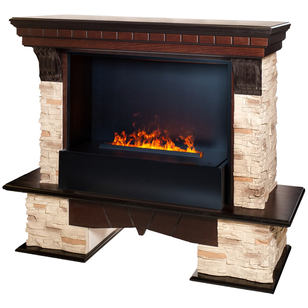 Электрокамин RealFlame Rockland AO античный дуб с очагом 3D Cassette 630 Black Panel