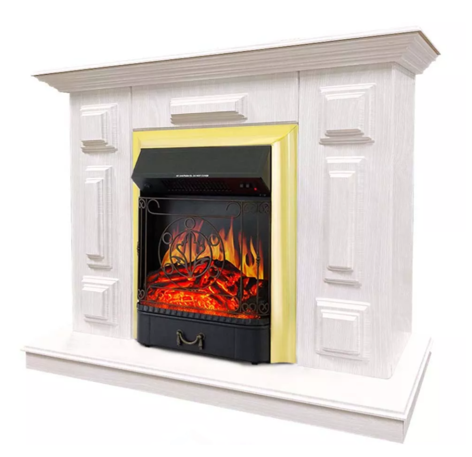 Каминокомплект Хорошие Камины Юпитер с очагом Royal Flame Majestic FX Brass белое дерево