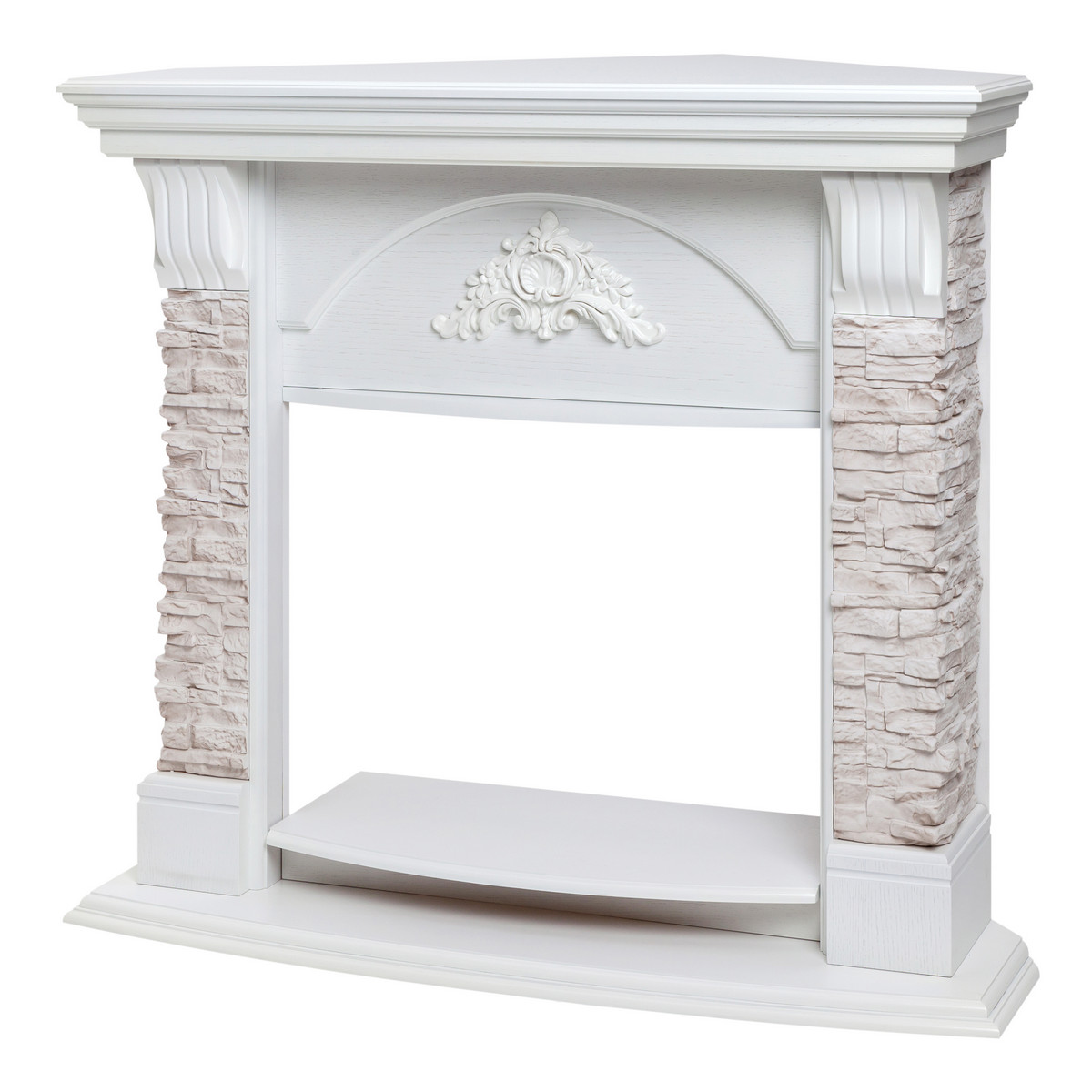Портал каминный из МДФ угловой RealFlame Athena Corner серый белый, угловой