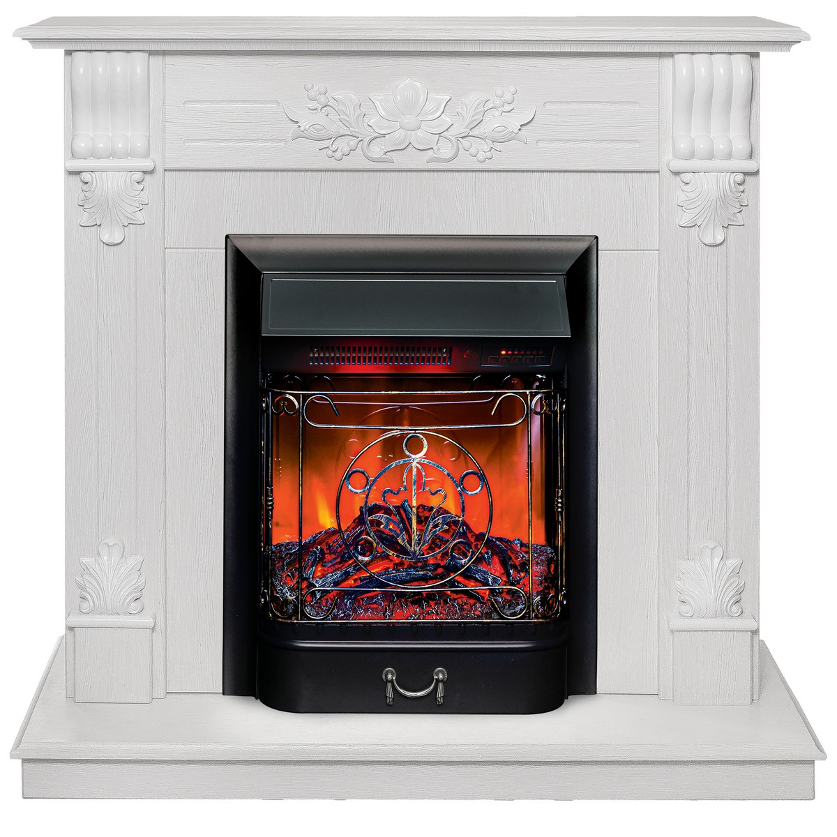 Электрокамин RealFlame Ottawa WT белое золото с очагом Majestic Lux Black RC