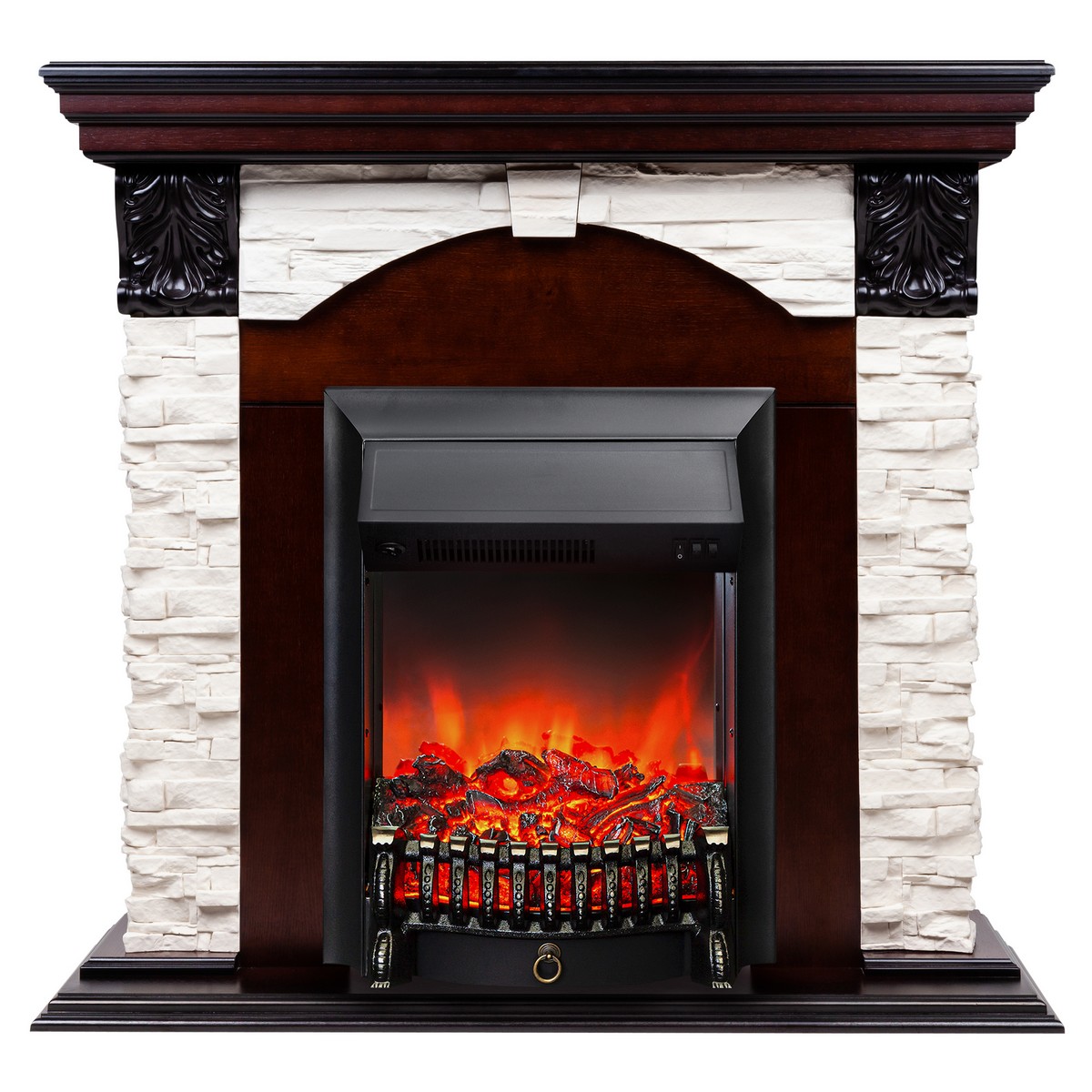 Электрокамин RealFlame Dublin Lux AO античный дуб с очагом Fobos Lux Black