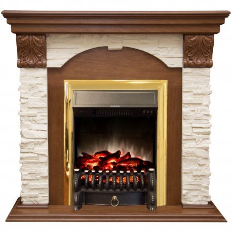 Каминокомплект RealFlame Dublin LUX  STD/EUG AO с очагом Fobos s Lux Black/Brass