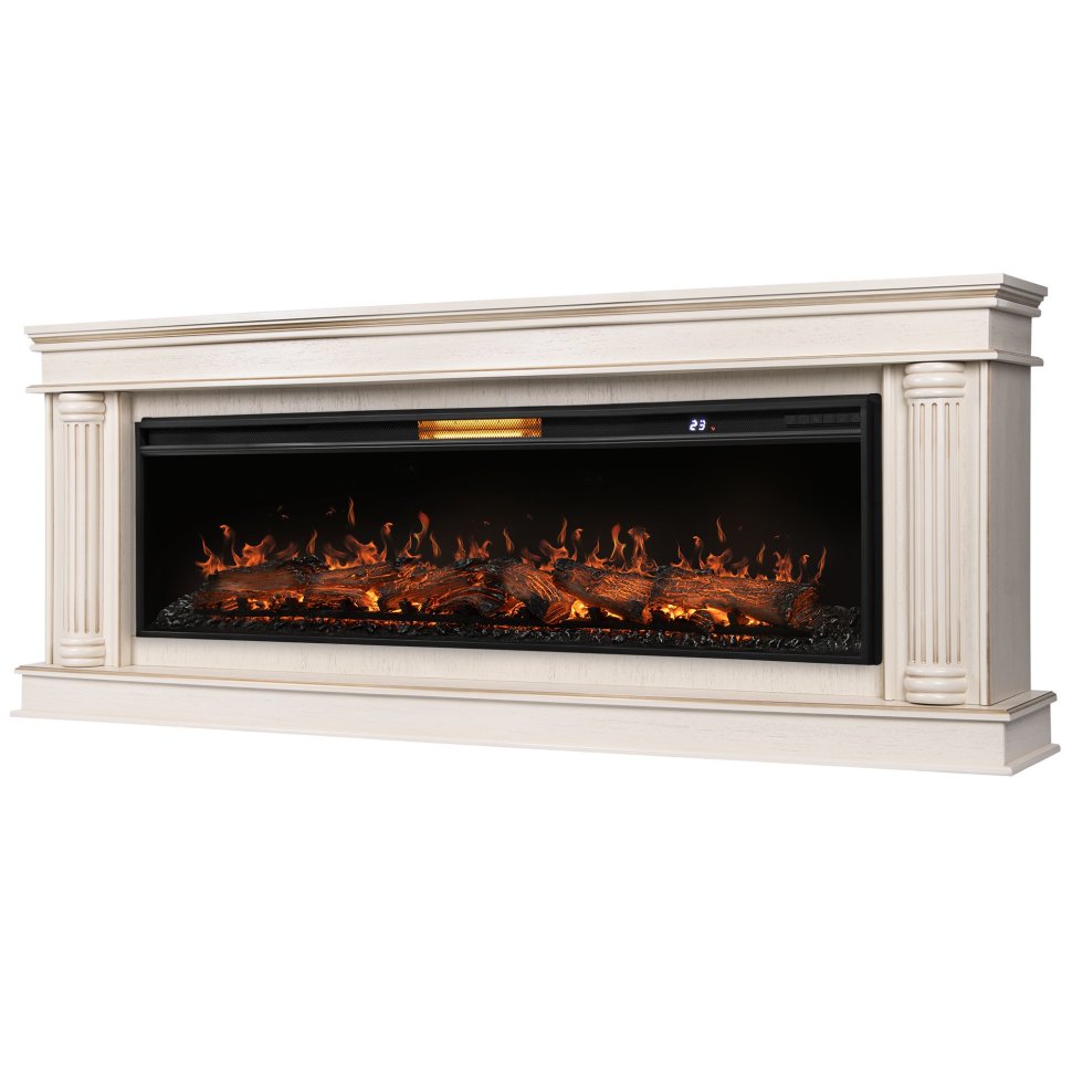 Каминокомплект Royal Thermo Aurora RTFP/P-AR60LS + портал Firelight Olympia 60 слоновая кость с патиной